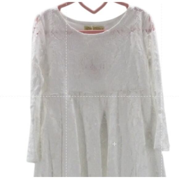 BOW DREAM SZ 8 Y white lace long sleeve flower girl party dress NEW B103 - Picture 3 of 9